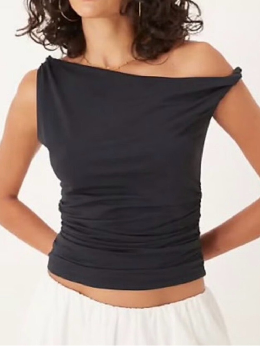 Abercrombie & Fitch Black One-Shoulder Ruched Tank